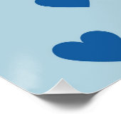 Blue Cute Simple Heart Patroon Perfect Poster (Hoek)