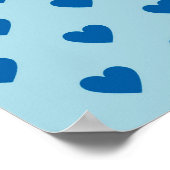 Blue Cute Simple Heart Patroon Poster (Hoek)
