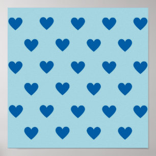 Blue Cute Simple Heart Patroon Poster