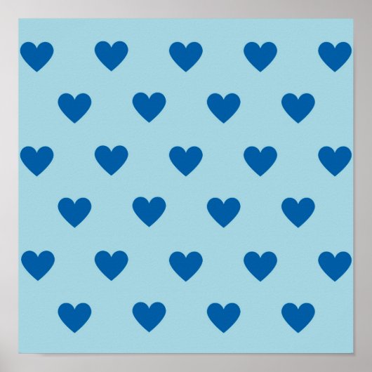 Blue Cute Simple Heart Patroon Poster (Voorkant)