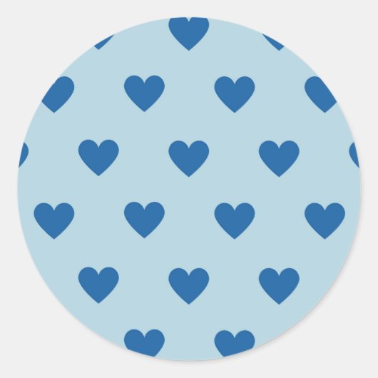 Blue Cute Simple Heart Patroon Ronde Sticker (Voorkant)