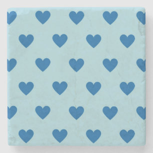 Blue Cute Simple Heart Patroon Stenen Onderzetter