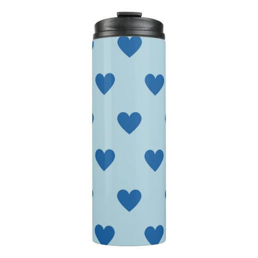 Blue Cute Simple Heart Patroon Thermosbeker (Voorkant)