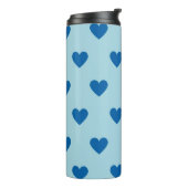 Blue Cute Simple Heart Patroon Thermosbeker (Gedraaid links)