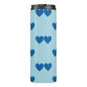 Blue Cute Simple Heart Patroon Thermosbeker (Achterkant)