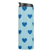 Blue Cute Simple Heart Patroon Thermosbeker (Geroteerd rechts)