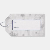 Blue Cute Sneeuwman Holiday Gift Label Cadeaulabel (Achterkant Horizontaal)