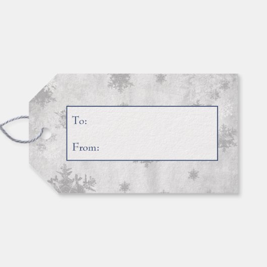 Blue Cute Sneeuwman Holiday Gift Label Cadeaulabel (Achterkant Horizontaal)