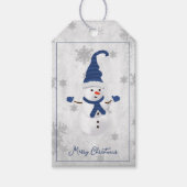 Blue Cute Sneeuwman Holiday Gift Label Cadeaulabel (Voorkant)
