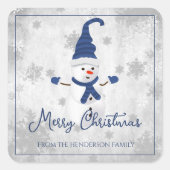 Blue Cute Sneeuwman Kerst sticker (Voorkant)