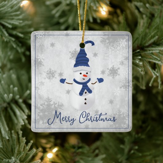 Blue Cute Sneeuwman Vakantie Ornament (Boom)