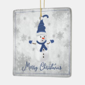 Blue Cute Sneeuwman Vakantie Ornament (Links)