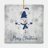 Blue Cute Sneeuwman Vakantie Ornament (Achterkant)
