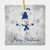 Blue Cute Sneeuwman Vakantie Ornament (Voorkant)