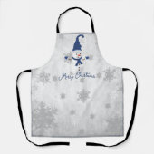 Blue Cute Sneeuwman Vakantie Schort (Voorkant)