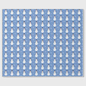 Blue Cute Snowman Snowflake Kerstmis Cadeaupapier (Vlak)