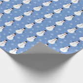 Blue Cute Snowman Snowflake Kerstmis Cadeaupapier (Hoek)