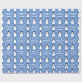 Blue Cute Snowman Snowflake Merry kerstnaam Cadeaupapier (Vlak)