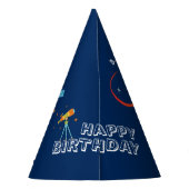 Blue Cute Space Rocket Astronaut Kids Birthday Feesthoedjes (Achterkant)