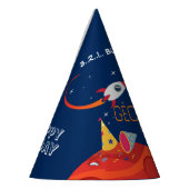 Blue Cute Space Rocket Astronaut Kids Birthday Feesthoedjes (Links)