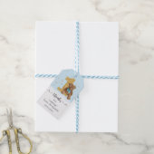 Blue Cute Teddy Bear 1e verjaardag Cadeaulabel (Met Touw)