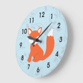 Blue Cute Woodland Baby Fox Grote Klok (Hoek)