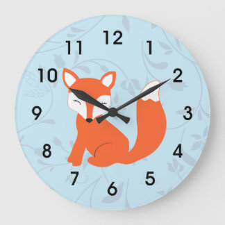 Blue Cute Woodland Baby Fox Grote Klok