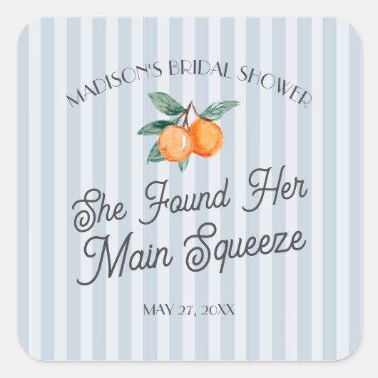 Blue Cutie Main Squeeze Vrijgezellenfeest Envelope Vierkante Sticker (Voorkant)