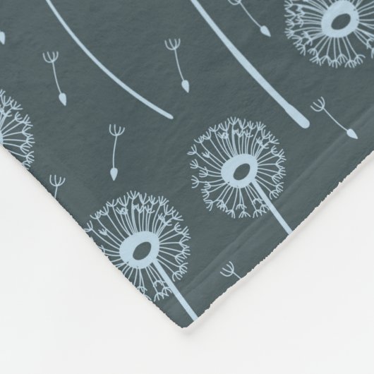 Blue cyan bohemian dandelions pattern fleece deken (Hoek)