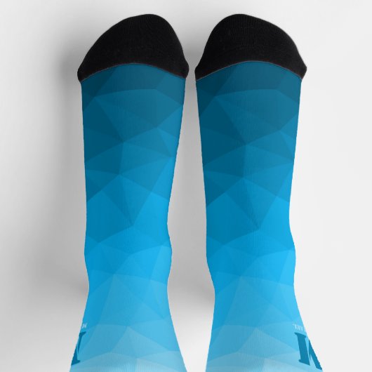 Blue cyan geometric mesh pattern Monogram Sokken (Top)