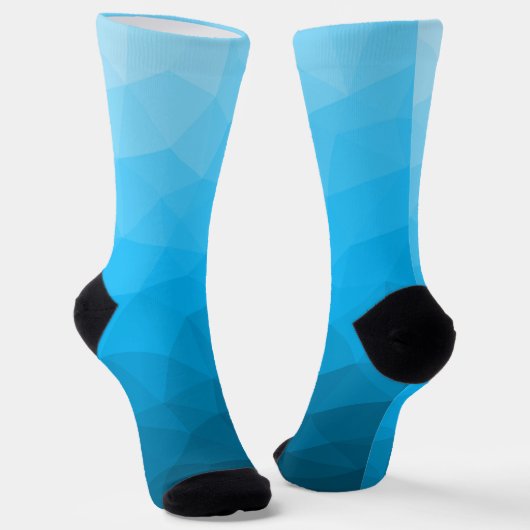Blue cyan geometric mesh pattern Monogram Sokken (Gebogen)