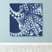 Blue Cyan Octopus Art Canvas Afdruk (Insitu (Houten vloer))