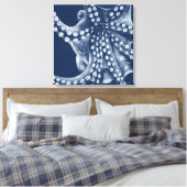 Blue Cyan Octopus Art Canvas Afdruk (Insitu (Slaapkamer))