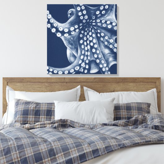 Blue Cyan Octopus Art Canvas Afdruk (Insitu (Slaapkamer))