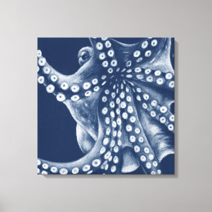 Blue Cyan Octopus Art Canvas Afdruk