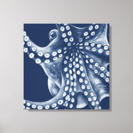 Blue Cyan Octopus Art Canvas Afdruk (Voorkant)