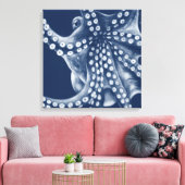 Blue Cyan Octopus Art Canvas Afdruk (Insitu (Woonkamer))