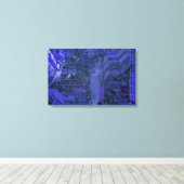 Blue Cyber Circuit Board Tech Art Electronics Canvas Afdruk (Insitu (Houten vloer))