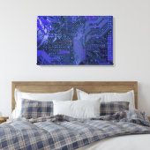 Blue Cyber Circuit Board Tech Art Electronics Canvas Afdruk (Insitu (Slaapkamer))
