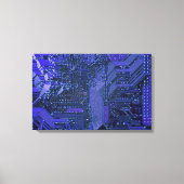 Blue Cyber Circuit Board Tech Art Electronics Canvas Afdruk (Voorkant)