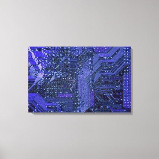 Blue Cyber Circuit Board Tech Art Electronics Canvas Afdruk (Voorkant)