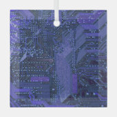 Blue Cyber Circuit Board Tech Art Electronics Glas Ornament (Voorkant)
