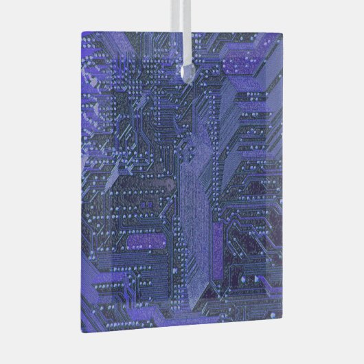 Blue Cyber Circuit Board Tech Art Electronics Glas Ornament (Voorkant Rechts)