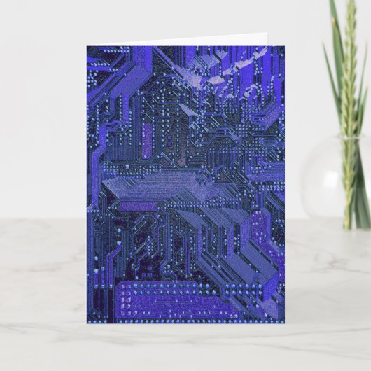 Blue Cyber Circuit Board Tech Art Electronics Kaart (Voorkant)