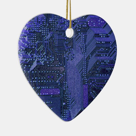Blue Cyber Circuit Board Tech Art Electronics Keramisch Ornament (Rechts)