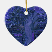 Blue Cyber Circuit Board Tech Art Electronics Keramisch Ornament (Voorkant)