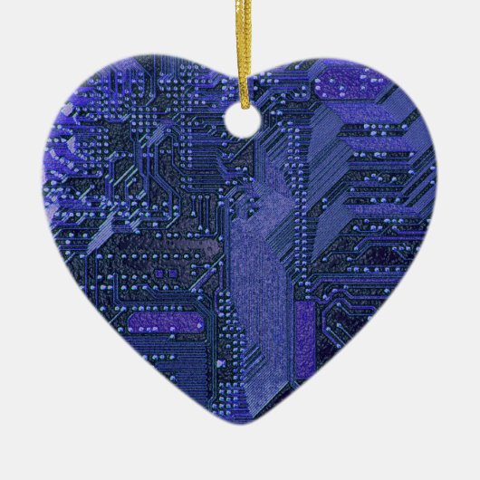 Blue Cyber Circuit Board Tech Art Electronics Keramisch Ornament (Voorkant)