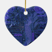 Blue Cyber Circuit Board Tech Art Electronics Keramisch Ornament (Achterkant)