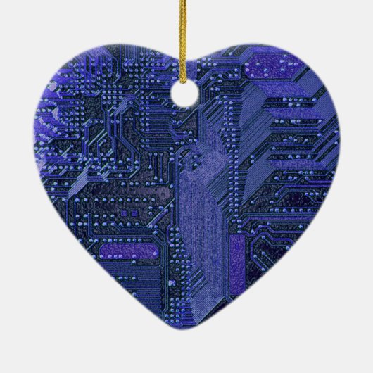 Blue Cyber Circuit Board Tech Art Electronics Keramisch Ornament (Achterkant)