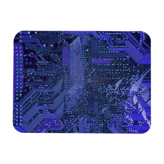 Blue Cyber Circuit Board Tech Art Electronics Magneet (Horizontaal)